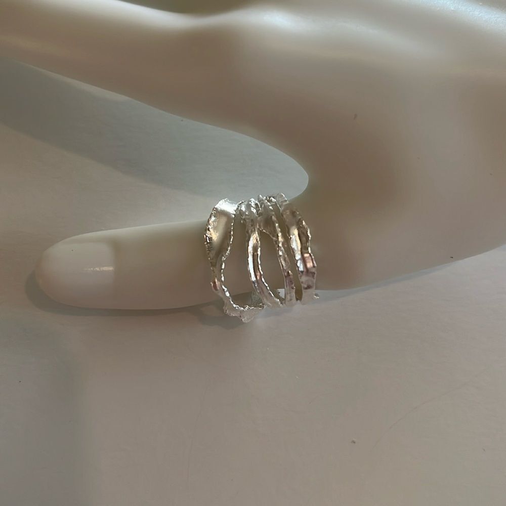 Sterling silver quality abstract adjustable ring
